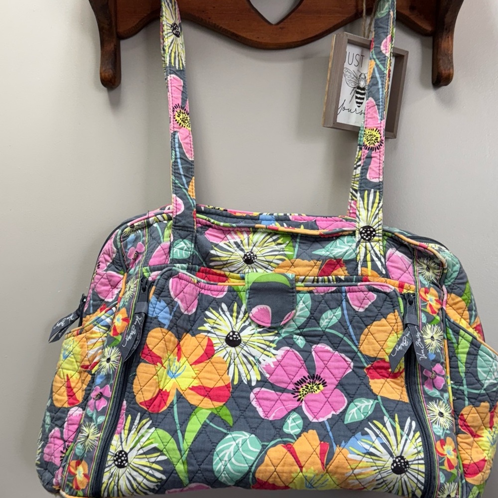 Vera Bradley Gray and Pink Quilted Baby Bag